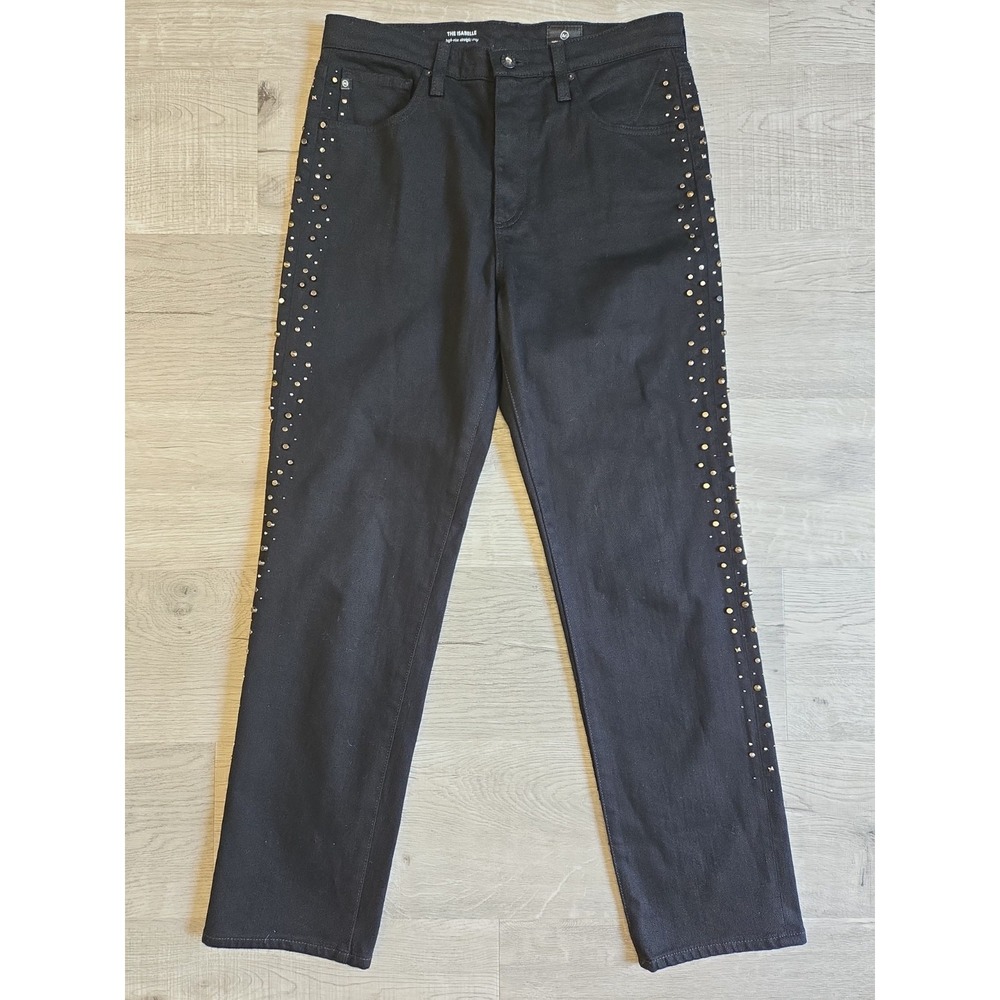 AG Adriano Goldschmied The Isabelle South Gate Jeans Womens 29 Black Studed Crop